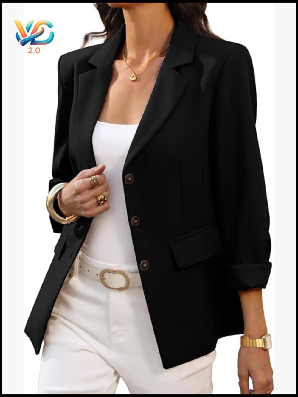 Slim Fit 3 Button Blazer Long Sleeve Professional Office Jacket with Pockets